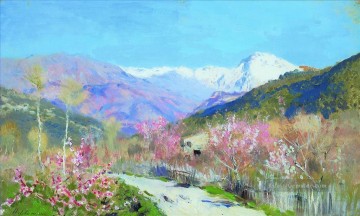 Berg Werke - Frühling in Italien 1890 Isaac Levitan Berglandschaft